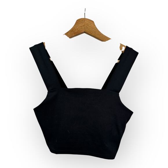 Barre3 Womens size Small Cropped Tank Sports Bra Black Workout Yoga - Picture 1 of 4